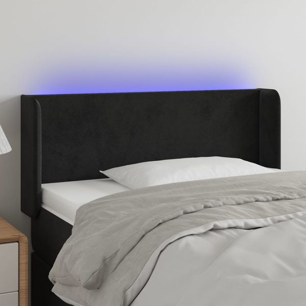 vidaXL Čelo postele s LED čierne 83x16x78/88 cm zamat