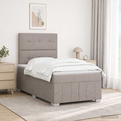 vidaXL LED boxspring posteľ s matracom Sivohnedá 120 x 190 cm Látka