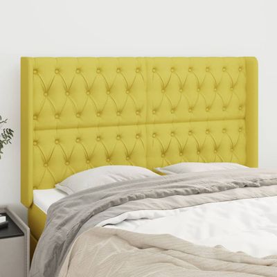 vidaXL Čelo postele so záhybmi zelený 163x16x118/128 cm látka
