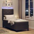 vidaXL LED box s pružinami Tmavohnedá 90 x 190 cm látka