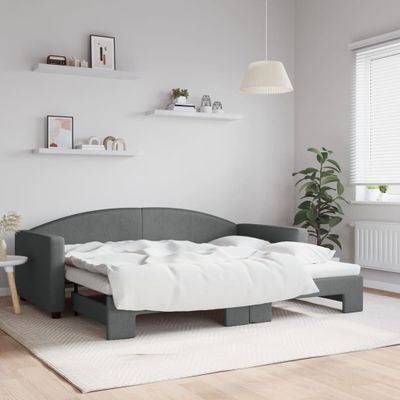 vidaXL Denná posteľ s rozkladacou posteľou tmavosivá 90x200 cm látka