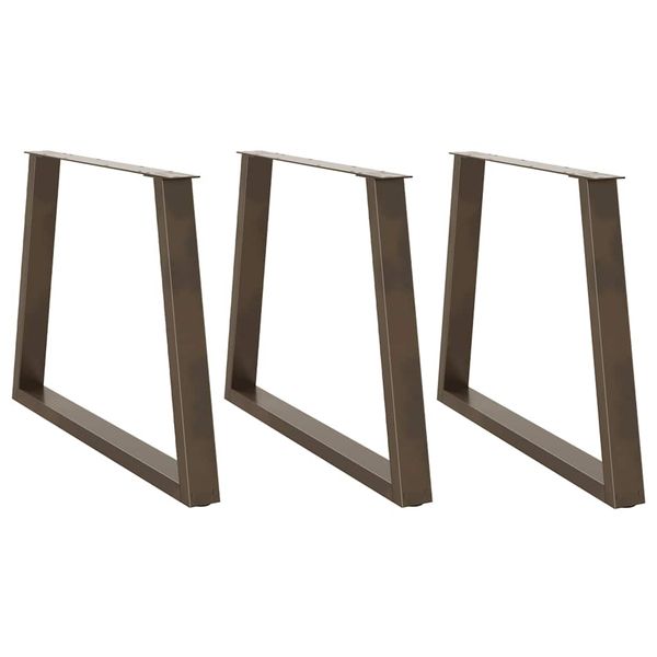 vidaXL Nohy k jedálenskému stolu v tvare V, 3 ks, prírodná oceľ, 90 x (72-73,3) cm, oceľ