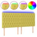 vidaXL Čelo postele s LED zelené 180x7x118/128 cm látka