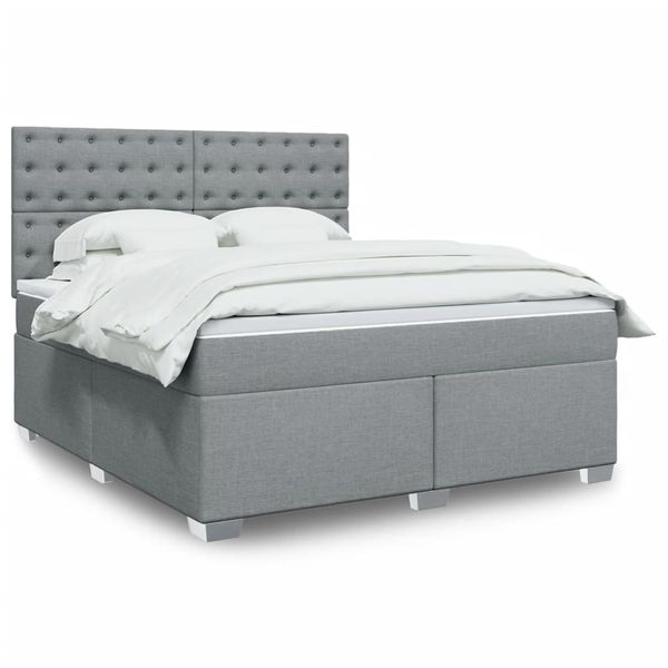 vidaXL Boxspring posteľ s matracom bledosivá 180x200 cm látka