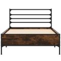 vidaXL Posteľný rám dymový dub 75x190 cm kompozitné drevo a kov