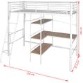 vidaXL Vysoká posteľ s písacím stolom, biela a hnedá, kov 90x200 cm