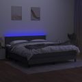 vidaXL Posteľ boxsping s matracom a LED tmavosivá 160x200 cm látka