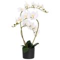 vidaXL Umelá orchidea s kvetináčom Biela 45 x 15 x 65 cm