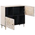 vidaXL Servírovacia skriňa Biela 80 x 33,5 x 75 cm Masívne mango drevo