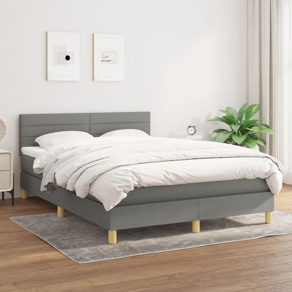 vidaXL Boxspring posteľ s matracom tmavosivá 140x190 cm látka