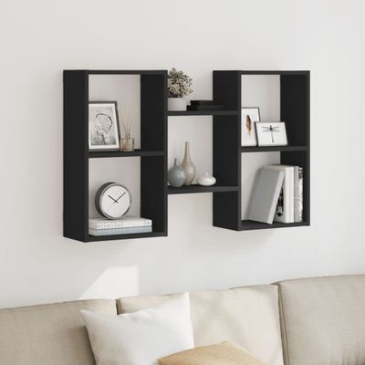 vidaXL Nástenná polica čierna 96x18x60 cm kompozitné drevo