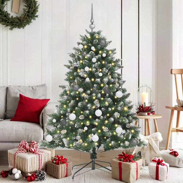 vidaXL Umelý vianočný stromček Zelená 150 cm PVC, plast a oceľ