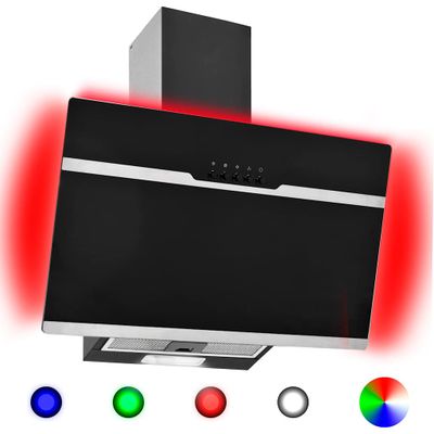 vidaXL RGB Nástenný digestor s LED 60 cm nehrdzavejúca oceľ a tvrdené sklo