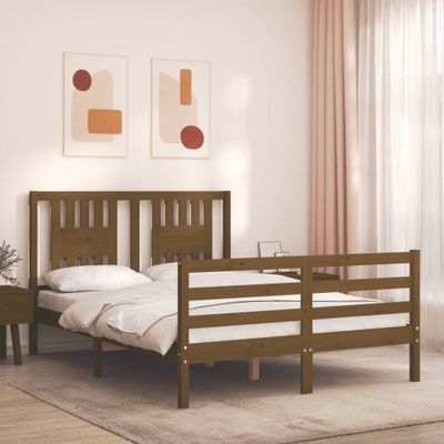 vidaXL Rám postele s čelom medovohnedý 140x190 cm masívne drevo