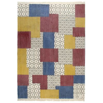 vidaXL Ručne tkaný koberec Kilim, bavlna 200x290 cm, potlač, farebný