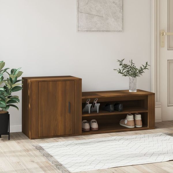 vidaXL Botník hnedý dub 130x35x54 cm spracované drevo