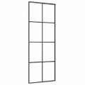 vidaXL Posuvné dvere s kovaním čierne 76x205 cm ESG sklo