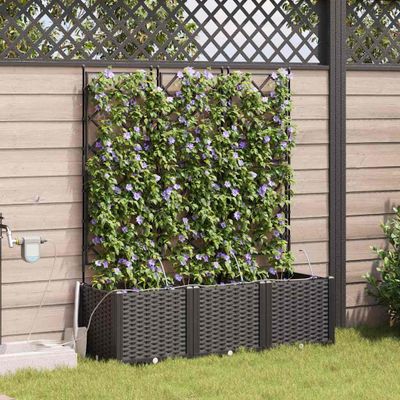 vidaXL Záhradný kvetináč 3 pcs Čierny 120 x 40 x 142 cm Plast