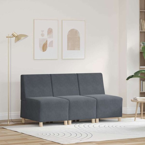 vidaXL Bezrúčková modulárna sofa jednotka 3 pcs Tmavo šedá