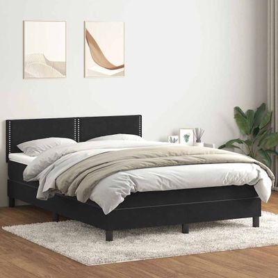 vidaXL Posteľný rám boxsping s matracom Čierna 160x220 cm zamat