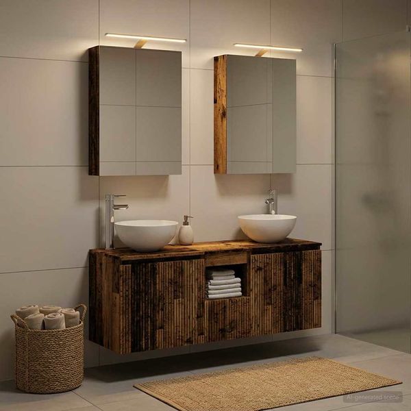 vidaXL Set kabinetov do kúpeľne 5 pcs Staré drevo 50 x 14,5 x 70 cm