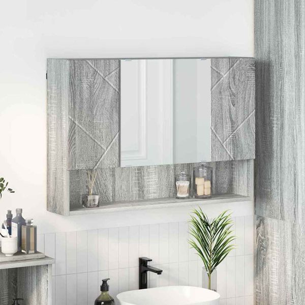 vidaXL Zrkadlová skrinka Sivý Sonoma 80 x 17 x 55 cm Kompozitné drevo