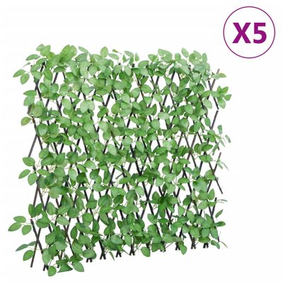 vidaXL Rozťahovacia mriežka s umelým brečtanom 5 ks zelená 180x65 cm