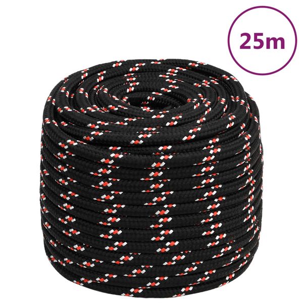 vidaXL Lodné lano čierne 18 mm 25 m polypropylén