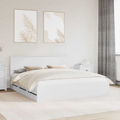 vidaXL Rám postele so zásuvkou Biela 180 x 200 cm Inžinierske drevo