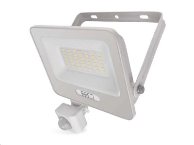 LED reflektor GLARO EMOS ZS2334W s pohybom citlivým čidlom, 30 W, biely, IP54, 3000 lm, neutrálny biely