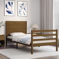 vidaXL Posteľný rám s čelom medovohnedý 90x200 cm masívne drevo