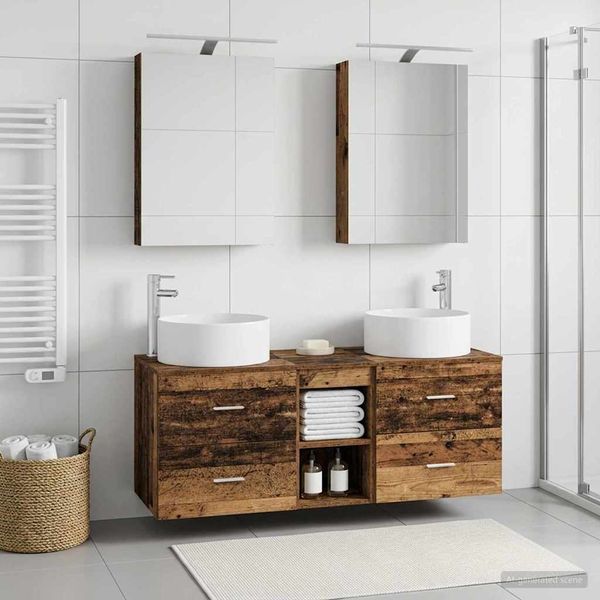 vidaXL Sada kúpeľňového nábytku 5 pcs Staré drevo
