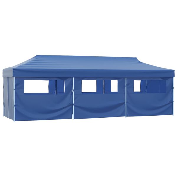 vidaXL Skladací párty stan s 8 bočnými stenami 870x291x315 cm modrý