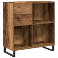 vidaXL Skrinka na gramofónové platne Staré drevo 84,5 x 38 x 89 cm