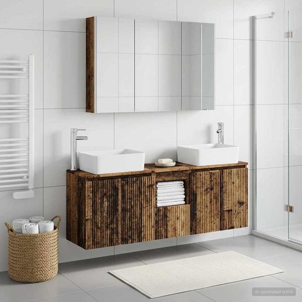 vidaXL Set kabinetov do kúpeľne 4 pcs Staré drevo Kompozitné drevo
