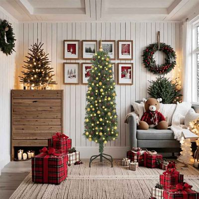 vidaXL Umelý vianočný stromček Zelená 180 cm PVC, oceľ a plast