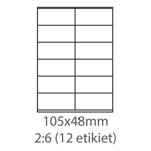 etikety samolepiace 105x48 univerzálne biele 12ks/A4 (100 listov A4/bal.)