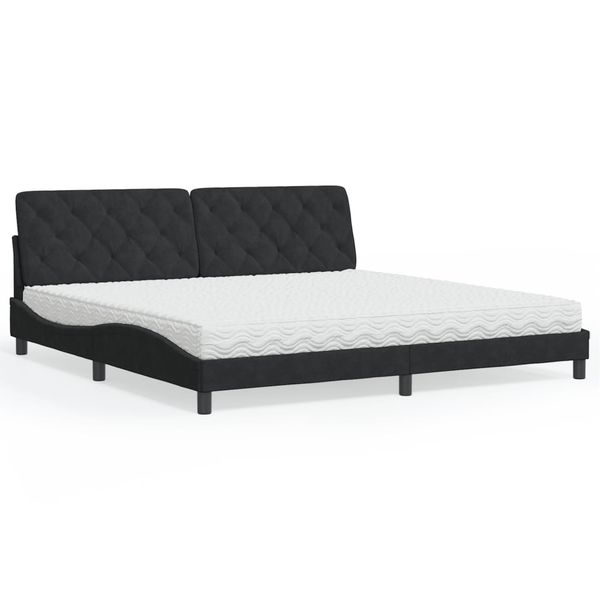 vidaXL Posteľ s matracom čierna 200x200 cm zamat