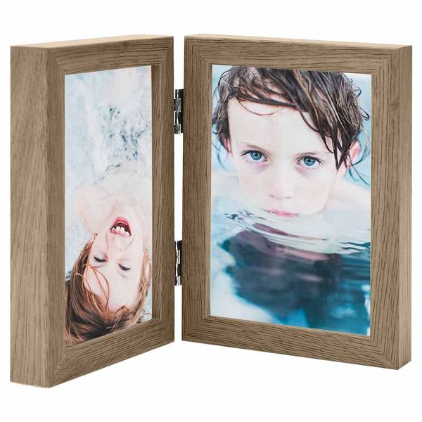 vidaXL Dvojitý fotorámik kolážový bledohnedý 2x(10x15 cm)