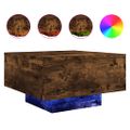 vidaXL Konferenčný stolík s LED svetlami dymový dub 55x55x31 cm