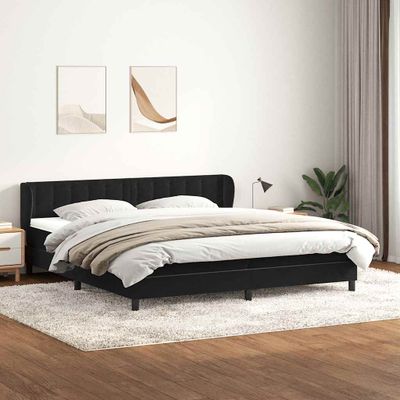 vidaXL Posteľný rám boxsping s matracmi čierna 200x220 cm zamat