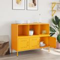 vidaXL Komoda horčicovožltá 100,5x39x79 cm oceľ