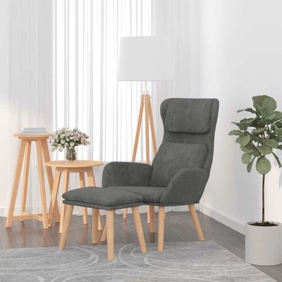 vidaXL Relaxačné kreslo s podnožkou tmavosivé zamat