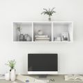 vidaXL Nástenná TV skrinka, lesklá biela 37x37x107cm, kompozitné drevo