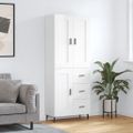 vidaXL Vysoká skrinka lesklá biela 69,5x34x180 cm spracované drevo