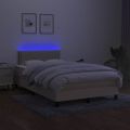 vidaXL Posteľ boxsping s matracom a LED krémová 120x200 cm látka