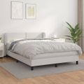 vidaXL Boxspring posteľ s matracom biela 140x200 cm umelá koža