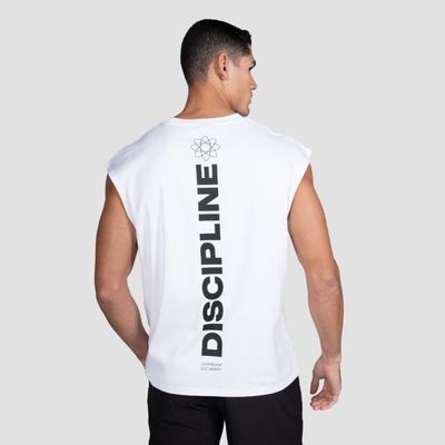 Tielko Discipline White - GymBeam, veľkosť S, 89.7% cotton 10.3% elastane