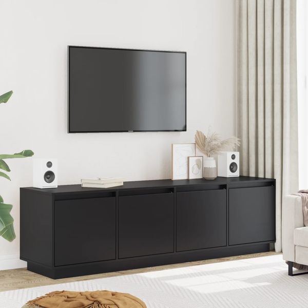 vidaXL TV skrinka čierna 156x37x45 cm masívna borovica