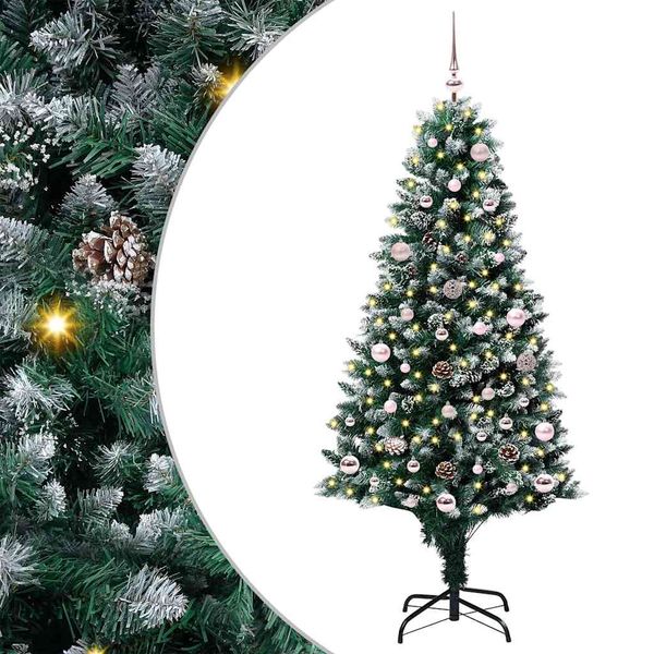 vidaXL Umelý vianočný stromček Zelená 150 cm PVC a Oceľ a Plast